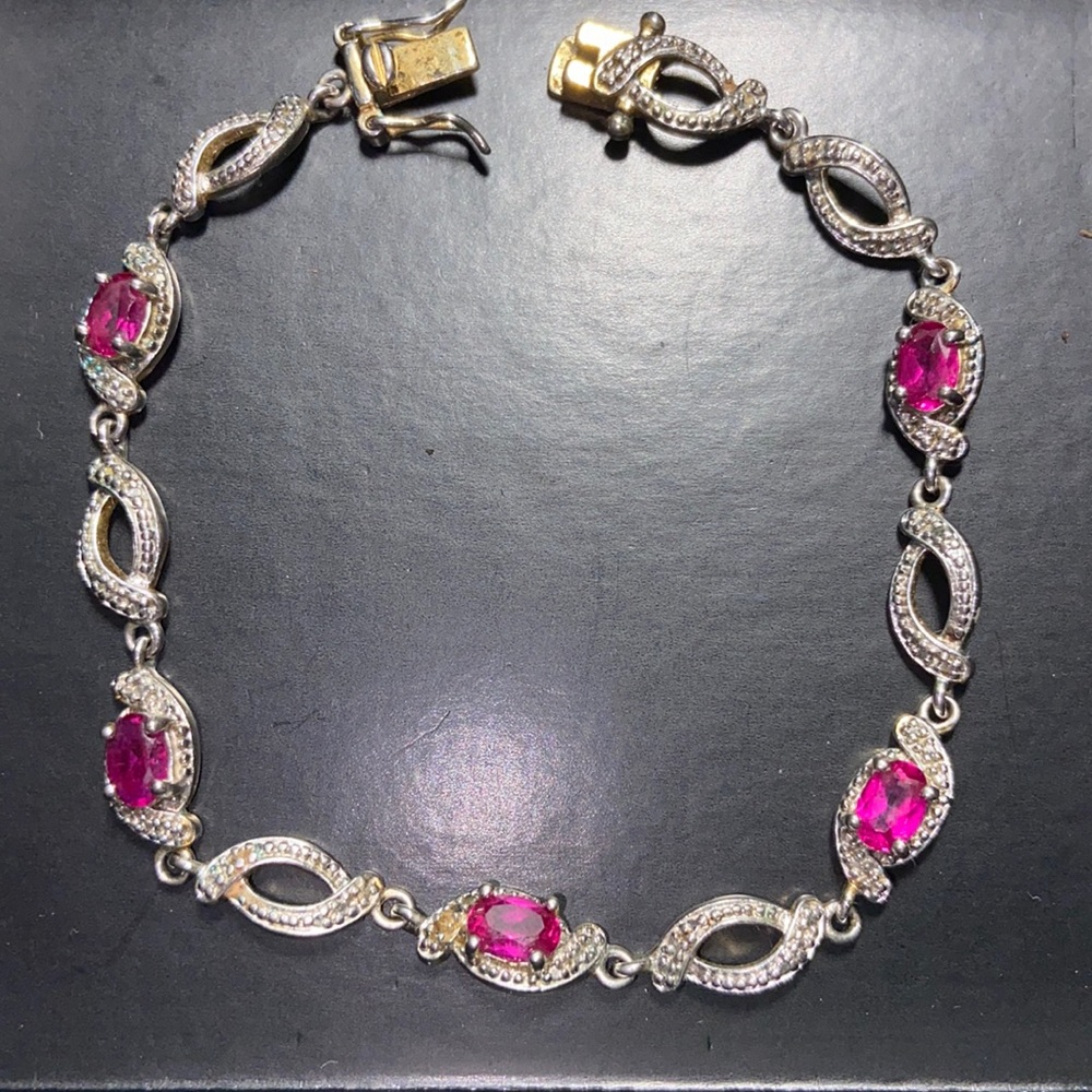Garnet & diamond accent bracelet